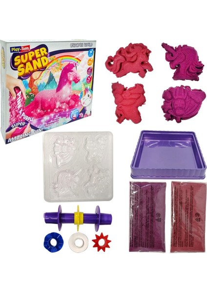 Playtoys Unicorn Dünyası Oyun Kumu Super Sand Kız Erkek Çocuk Oyuncak Eğitici Oyuncaklar