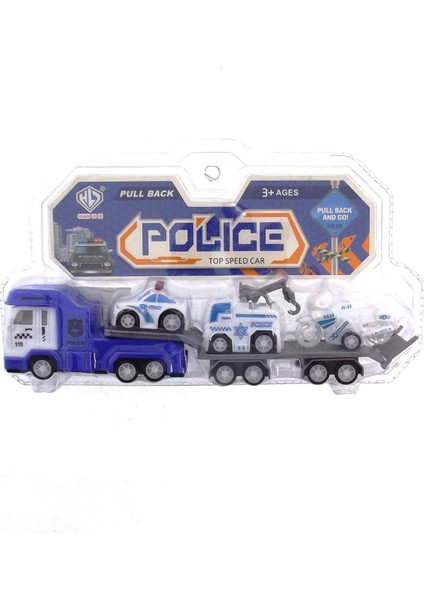 Çek Bırak Taşıyıcı Polis Tırı ve Mini Araçlar Kız Erkek Çocuk Oyuncak Eğitici Oyuncaklar