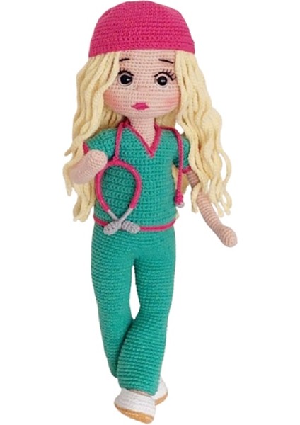 Hemşire Barby Bebek Amigurumi Organik Oyuncak
