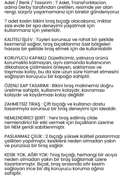 Çift Bıçaklı Banyo Tıraş Bıçağı – 7’li Paket, Hassas ve Hijyenik Tıraş İçin 718711