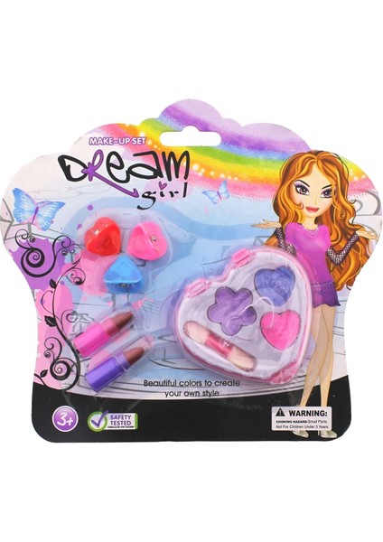 Kelebek Tokalı Kalp Kutu Mini Makyaj Seti Kız Erkek Çocuk Oyuncak Eğitici Oyuncaklar