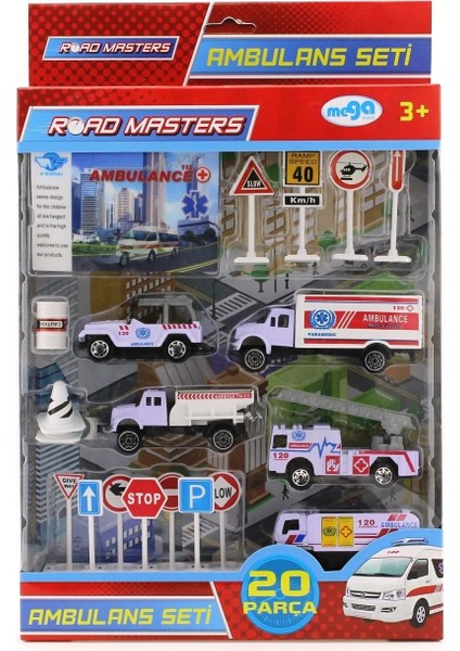 Kamyonlu Metal Ambulans Seti JP9105 Kız Erkek Çocuk Oyuncak Eğitici Oyuncaklar