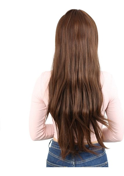 Fiber Sentetik Uzun Düz Kahküllü Peruk / Kahve Karamel indirimleri