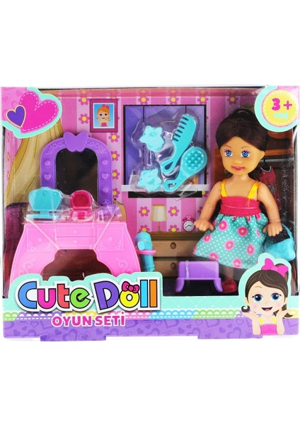 Cute Doll Mini Bebek Aksesuarlı ve Makyaj Masalı Oyun Seti Kız Erkek Çocuk Oyuncak Eğitici Oyuncakla