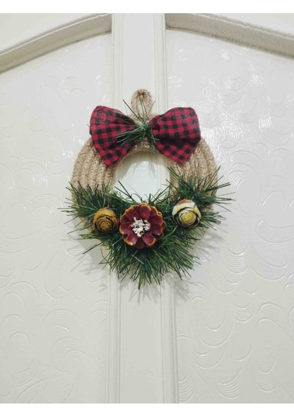 Yılbaşı Özel Hediyelik Kozalak Garland Kapı Duvar Süsü