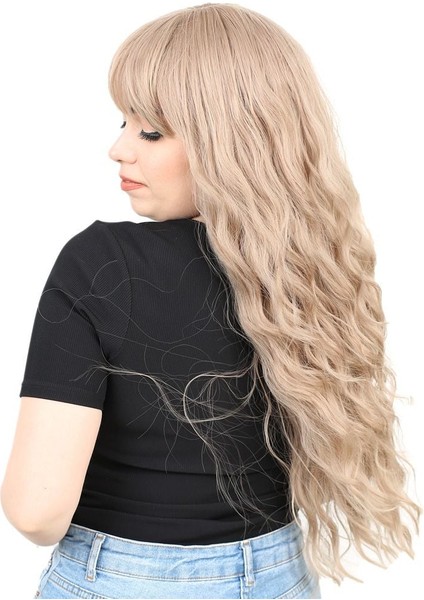 Perçemli Uzun Su Dalgası Fiber Sentetik Peruk/ Küllü Bebek Sarı modelleri