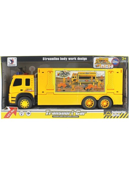 Sürtmeli Sesli ve Işıklı Iş Makinesi Taşıyıcı Sarı Tır Kız Erkek Çocuk Oyuncak Eğitici Oyuncaklar