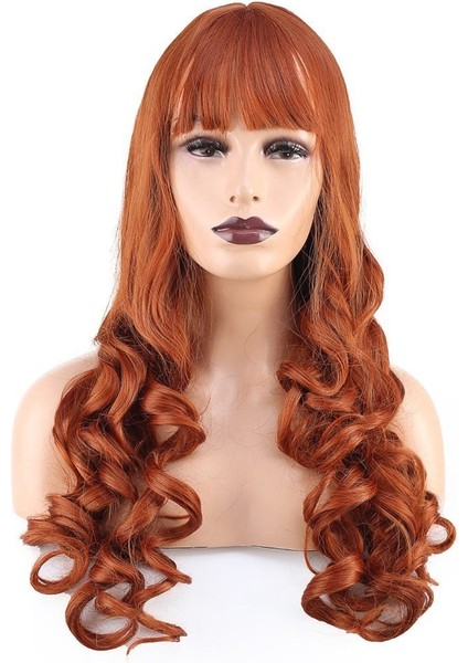 Dalgalı Perçemli Uzun Fiber Sentetik Peruk / Bakır fiyatları