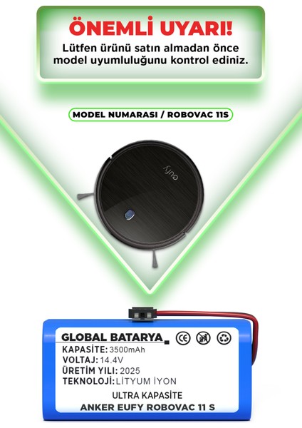 Anker Eufy Robovac 11S Uyumlu Robot Süpürge Bataryası 14.4V 3500MAH Pil Li-Ion (Ultra Kapasite) indirimleri