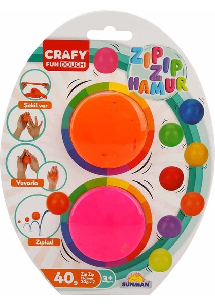 2'li Zıp Zıp Oyun Hamuru 40 gr Kız Erkek Çocuk Oyuncak Eğitici Oyuncaklar
