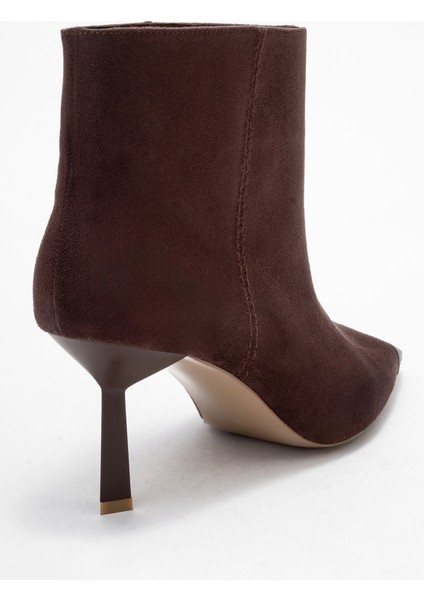 Rassel Kahverengi Süet Mat Burunlu Kadın Ince Topuklu Bot indirimleri