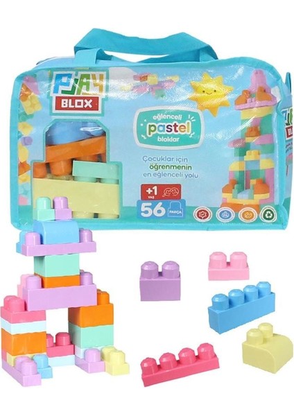 2915 Play Blox Pastel Blok Yapı Oyuncakları 56 Parça ,saklama Çantalı ,1 Yaş ve Üzeri Kız Erkek Çocu