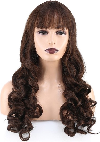 Dalgalı Perçemli Uzun Fiber Sentetik Peruk / Koyu Kahve fiyatları