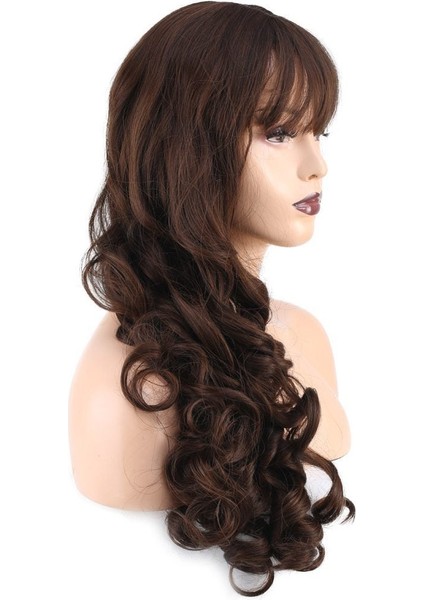 Dalgalı Perçemli Uzun Fiber Sentetik Peruk / Koyu Kahve modelleri