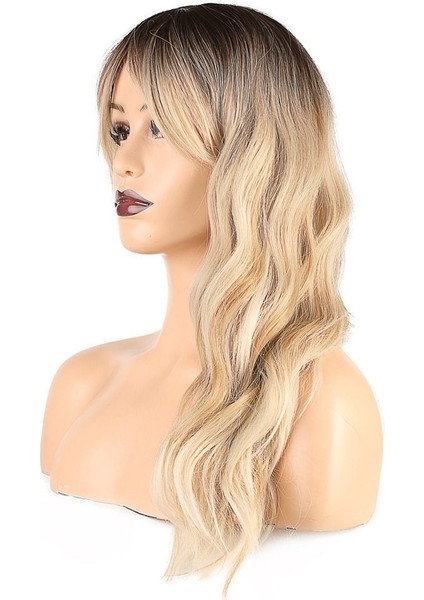 Dalgalı Perçemli Fiber Sentetik Orta Boy Peruk / Kahve Platin Röfleli fırsatları