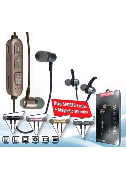 SQ-BT780 Kablosuz Kulakiçi Kulaklık Bluetooth Şarjlı Mıknatıslı