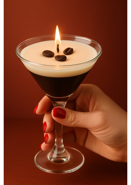 Espresso Martini Bardağında Kahve Kokulu Doğal Soya Mumu ve Dekor 200 ml (2 Adet) fiyatları