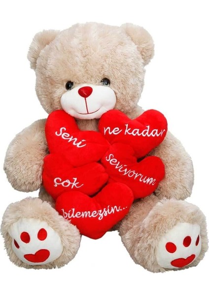 01015 Aşk Mesajlı Peluş Ayı 45CM Kız Erkek Çocuk Oyuncak Eğitici Oyuncaklar