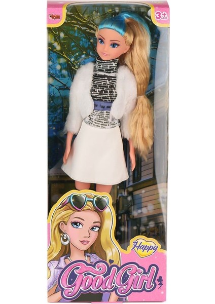 WG-115521 Ceketli Çizmeli Renkli Saçlı Bebek 29CM -Vardem Oyuncak Kız Erkek Çocuk Oyuncak Eğitici Oy