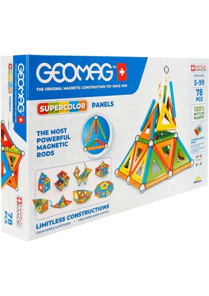 Geomag Supercolor Panels Manyetik Zeka Oyunu 78 Parça S01000379 Kız Erkek Çocuk Oyuncak Eğitici Oyun