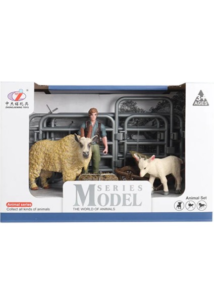 Model Hayvan Seti Yünlü Keçi ve Yavrusu Kız Erkek Çocuk Oyuncak Eğitici Oyuncaklar