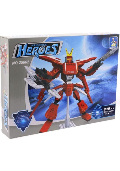 Ausini 339 Parça Heroes Standlı Kırmızı Robot Kız Erkek Çocuk Oyuncak Eğitici Oyuncaklar