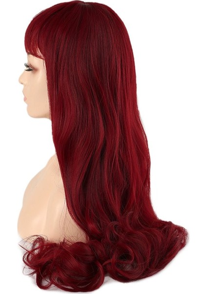 Kahküllü Uzun Dalgalı Fiber Sentetik Peruk / Kızıl fırsatları