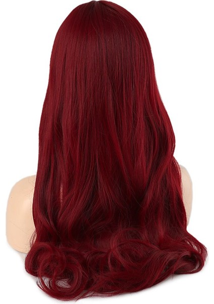 Kahküllü Uzun Dalgalı Fiber Sentetik Peruk / Kızıl indirimleri