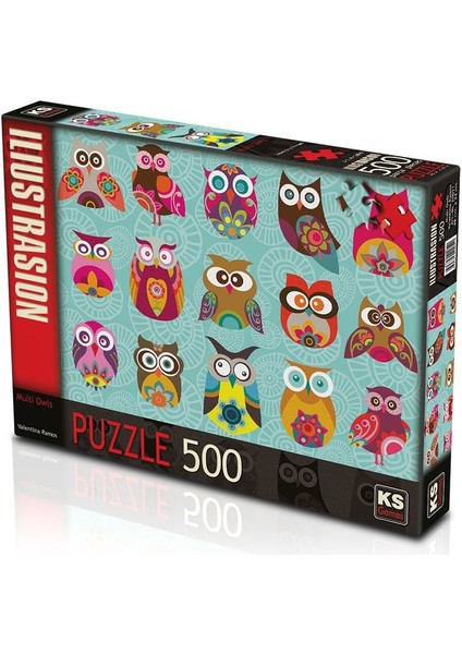 Ks Puzzle 500 Parça Multi Owls Renkli Baykuşlar Kız Erkek Çocuk Oyuncak Eğitici Oyuncaklar