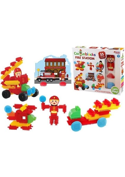 Dede Kaktüs Bloklar Itfaiye 55 Parça Kız Erkek Çocuk Oyuncak Eğitici Oyuncaklar