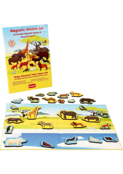Rossie Ahşap Mıknatıslı Vahşi Yaşam Seti ve Oyun Alanı Kız Erkek Çocuk Oyuncak Eğitici Oyuncaklar fiyatları