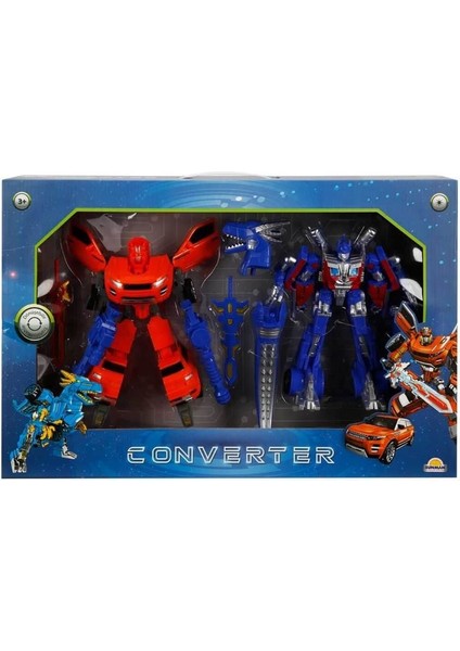 Işıklı 2'li Power Robot Transformer Dönüşen Araçlar Kız Erkek Çocuk Oyuncak Eğitici Oyuncaklar