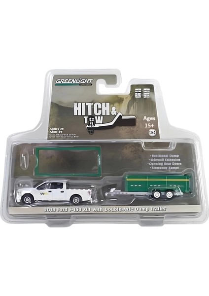 Greenlight 1/64 2018 Ford F-150 Xlt With Double-Axle Dump Kız Erkek Çocuk Oyuncak Eğitici Oyuncaklar fiyatları