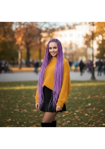 Afrika Örgüsü ve Rasta Için Sentetik Saç / Lila