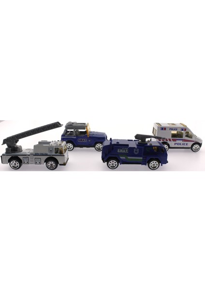 4'lü Die Cast Polis Seti Kız Erkek Çocuk Oyuncak Eğitici Oyuncaklar modelleri