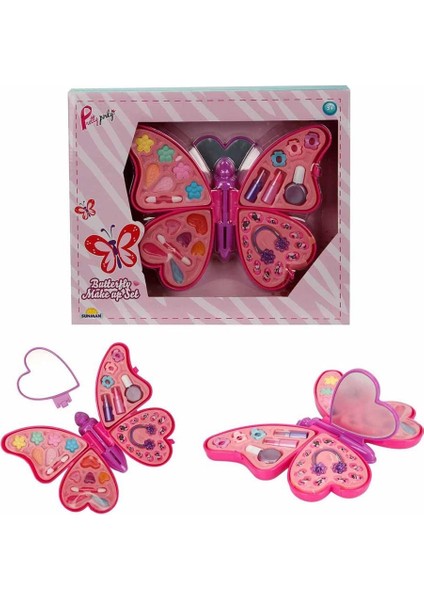 Kelebek Şekilli 4 Katmanlı Makyaj Güzellik Seti Kız Erkek Çocuk Oyuncak Eğitici Oyuncaklar