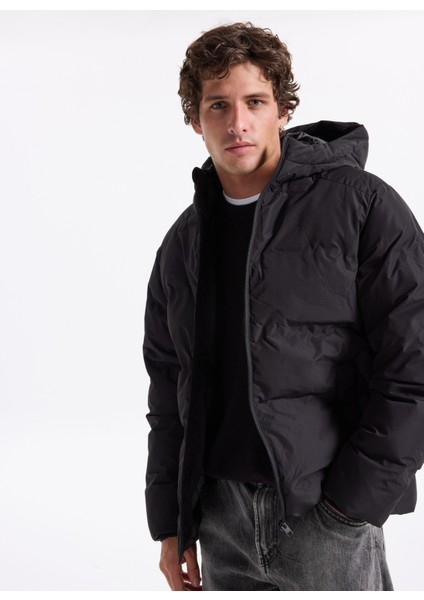 Siyah Erkek Mont 12278749_JJESOHO Puffer Hood Sn fiyatları