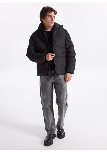 Siyah Erkek Mont 12278749_JJESOHO Puffer Hood Sn modelleri