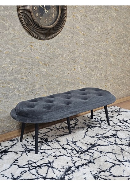 Ufo Oturak Bench - Siyah Boyalı Sivriltme Ayak - Oturak - Bench - Puf - Yatak Ucu Pufu Füme Renk 100 x 50 Boyut/ebat