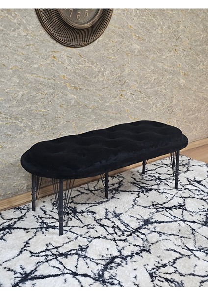Ufo Oturak Bench - Siyah Boyalı Telli Ayak - Oturak - Bench - Puf - Yatak Ucu Pufu Siyah Renk 100 x 50 Boyut/ebat