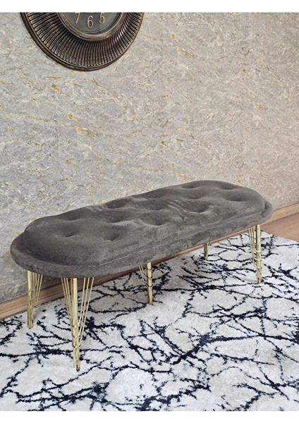 Ufo Oturak Bench - Gold Kaplama Telli Ayak - Oturak - Bench - Puf - Yatak Ucu Pufu Kahverengi Renk 100 x 50 Boyut/ebat