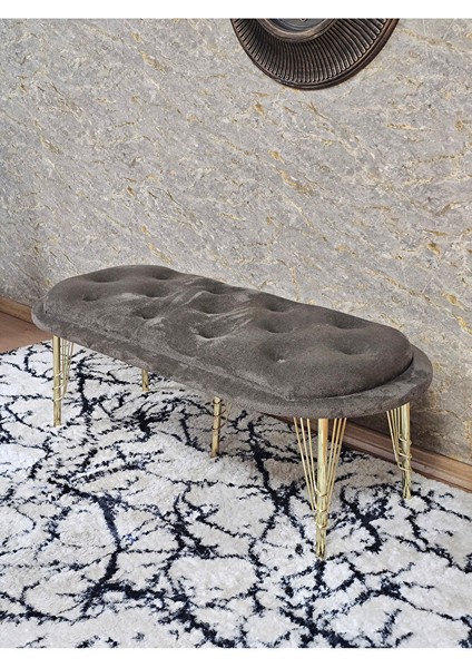 Ufo Oturak Bench - Gold Kaplama Telli Ayak - Oturak - Bench - Puf - Yatak Ucu Pufu Kahverengi Renk 100 x 50 Boyut/ebat fırsatları