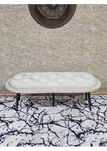 Ufo Oturak Bench - Siyah Boyalı Sivriltme Ayak - Oturak - Bench - Puf - Yatak Ucu Pufu Krem Renk 100 x 50 Boyut/ebat fiyatları