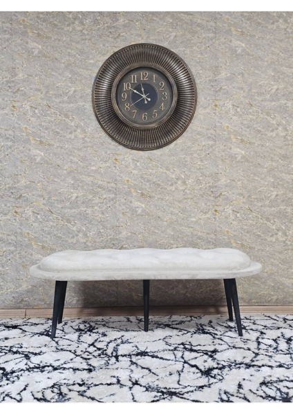 Ufo Oturak Bench - Siyah Boyalı Sivriltme Ayak - Oturak - Bench - Puf - Yatak Ucu Pufu Krem Renk 100 x 50 Boyut/ebat modelleri