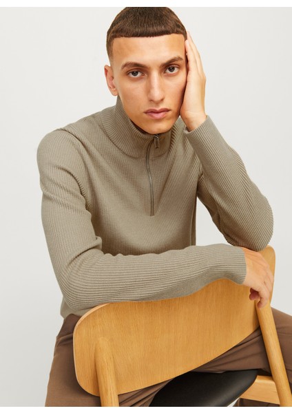 Bisiklet Yaka A-Form Fit Bej Erkek Kazak 12257773_JJEPERFECT Knıt Half Zıp S fiyatları