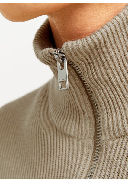 Bisiklet Yaka A-Form Fit Bej Erkek Kazak 12257773_JJEPERFECT Knıt Half Zıp S fırsatları
