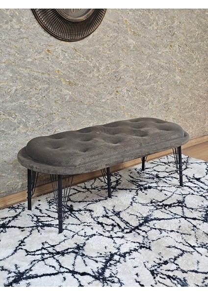 Ufo Oturak Bench - Siyah Boyalı Telli Ayak - Oturak - Bench - Puf - Yatak Ucu Pufu Kahverengi Renk 100 x 50 Boyut/ebat