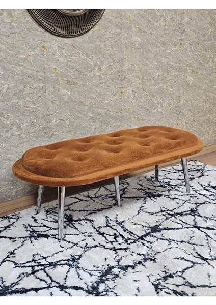 Ufo Oturak Bench - Krom Kaplama Sivriltme Ayak - Oturak - Bench - Puf - Yatak Ucu Pufu Turuncu Renk 100 x 50 Boyut/ebat