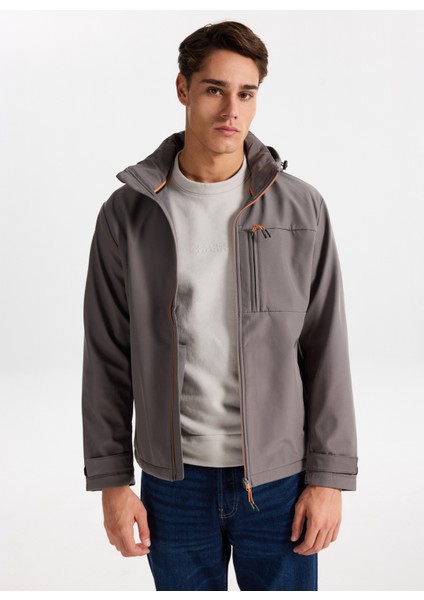 Gri Erkek Mont 12279288_JJTHATCHER Softshell Hood fırsatları