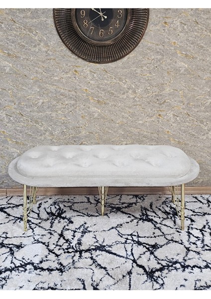 Ufo Oturak Bench - Gold Kaplama Telli Ayak - Oturak - Bench - Puf - Yatak Ucu Pufu Krem Renk 100 x 50 Boyut/ebat fiyatları